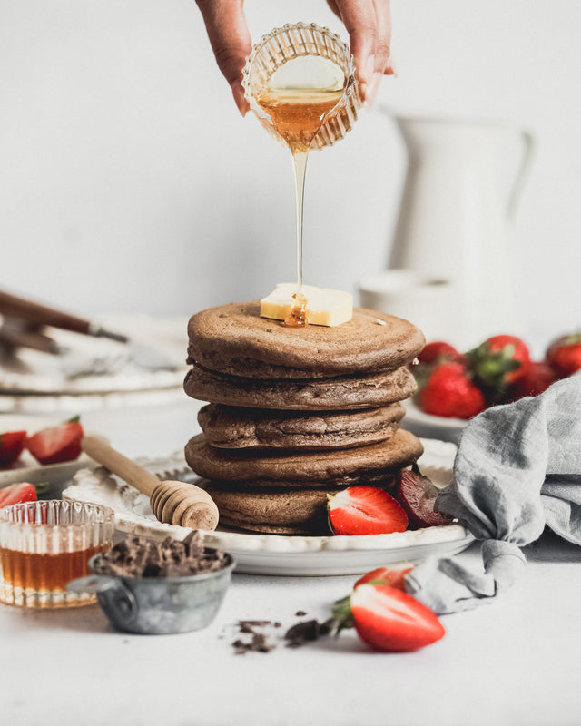 Chocolate Hummus Pancakes