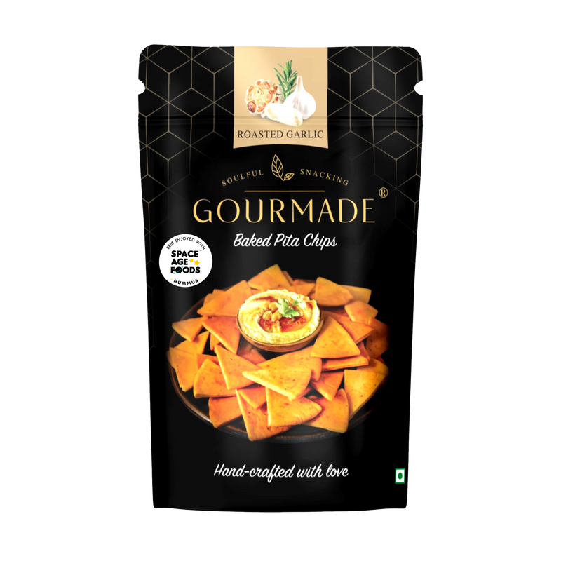 Baked Pita Chips 80g - Roasted Garlic